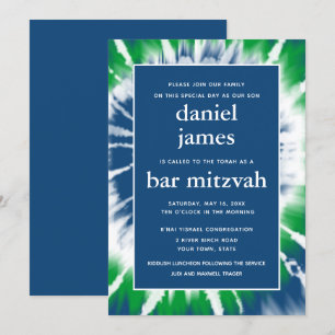 Convite Bar Mitzvah, azul e verde