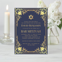 Bar Mitzvah Azul Marinho Dourado Falso Religioso V