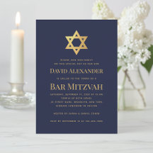 Bar Mitzvah Azul-Marinho Estrela de Davi Folha Dou
