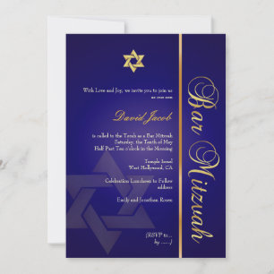 Convite Bar Mitzvah/azul real/ouro