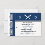 Convite Bar Mitzvah Baseball Ticket RSVP<br><div class="desc">Tíquete de Baseball Azul e Cinza com a Estrela de David para o seu Bar Mitzvah / placa RSVP Mitzvah. Dois morcegos de baseball e estrela central de David em uma cor azul esmaecida. Se o esquema de cores não for o que você queria, envie um e-mail para paula@labellarue.com ANTES...</div>