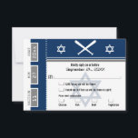 Convite Bar Mitzvah Baseball Ticket RSVP com opção de refe<br><div class="desc">Tíquete de Baseball Azul e Cinza com a Estrela de David para o seu Bar Mitzvah / placa RSVP Mitzvah. Dois morcegos de baseball e estrela central de David em uma cor azul esmaecida. Se o esquema de cores não for o que você queria, envie um e-mail para paula@labellarue.com ANTES...</div>