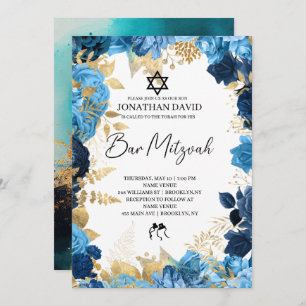 Convite Bar Mitzvah\Bat Mitzvah,Aniversário,Estrela Dourad