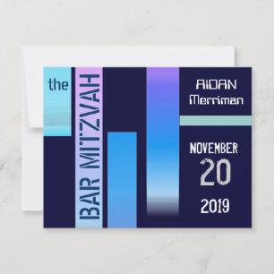 Convite Bar Mitzvah Bat Mitzvah Listras Azuis