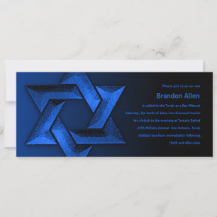 Convite Bar Mitzvah Black and Blue Star