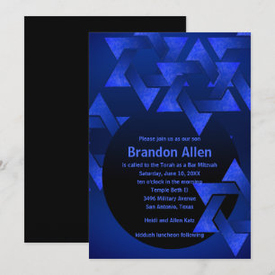 Convite Bar Mitzvah Black and Blue Star