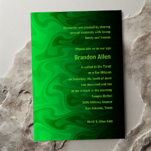 Convite Bar Mitzvah Black and Green Waves
