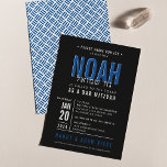 Convite BAR MITZVAH bloco moderno negrito azul real preto<br><div class="desc">por kat massard >> WWW.SIMPLYSWEETPAPERIE.COM <<< - - - - - - - - - - - CONTATE ME para ajudar a equilibrar seu tipo perfeitamente Adore o design, mas gostaria de ver algumas mudanças - outro esquema de cores, produto, adicionar uma foto ou adaptado para uma ocasião diferente -...</div>