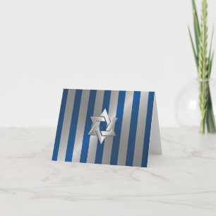 Convite Bar Mitzvah Blue and Silver Stripe Star of David