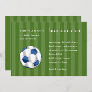 Convite Bar Mitzvah Blue and White Soccer Ball