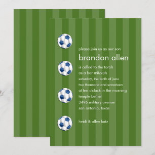 Convite Bar Mitzvah Blue and White Soccer Ball
