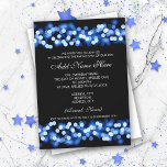 Convite Bar Mitzvah Blue Hollywood Glam<br><div class="desc">Produtos correspondentes disponíveis! Design de casamento elegante do "Bar Mitzvah Party" com moderno Blue Hollywood Glam Lights motif,  nomes personalizados e texto de data. Imprima sua família e amigos com este na moda e design moderno. Totalmente personalizável! Fácil de usar e fácil de personalizar.</div>