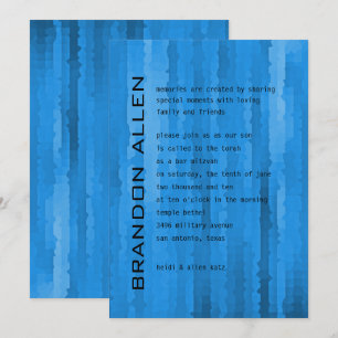 Convite Bar Mitzvah Blue Techno Streaks