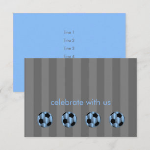 Convite Bar Mitzvah bola de futebol azul clara e preto
