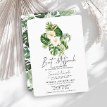 Convite Bar Mitzvah Botânico de Hibisco Branco Tropical<br><div class="desc">Convide os entes queridos para uma celebração significativa com este convite de bar mitzvah tropical. Concebido com uma estrela de David branca rodeada por hibiscos brancos e antúrios,  oferece uma mistura única de fé e beleza natural. Perfeito para um dia tranquilo e alegre rodeado de beleza e amor.</div>