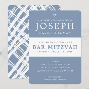 Convite BAR MITZVAH branco na moda mínimo moderno