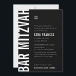 Convite BAR MITZVAH branco negro mínimo moderno<br><div class="desc">por kat massard >> kat@simplysweetPAPERIE.com << CONTACT ME para texto personalizado ou para adicionar quaisquer linhas em Hebraico Ame o design, mas gostaria de ver algumas mudanças - outro esquema de cores, produto, adicionar uma foto ou adaptado para uma ocasião diferente - sem preocupações me contate - estou feliz em...</div>