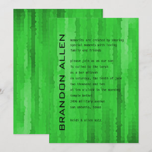 Convite Bar Mitzvah Bright Green Techno Streaks