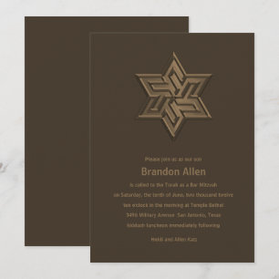 Convite Bar Mitzvah Brown Tone Star de David