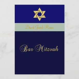 Convite Bar Mitzvah/claro + azul escuro/personalize sua co