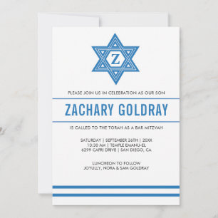 Convite Bar Mitzvah convida estrela tradicional de David