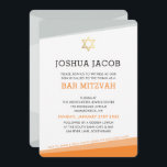 Convite BAR MITZVAH CONVIDA simples cinza laranja rochosa<br><div class="desc">por kat massard >> www.simplysweetPAPERIE.com << Um design simples, mas clássico, para a celebração do BAT MITZVAH do seu filho. Uau seus amigos e família com este pequeno número;D Configuração como modelo é simples para você adicionar seus próprios detalhes, adicionar sua foto ou clicar no botão personalizar e você pode...</div>