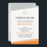 Convite BAR MITZVAH CONVIDA simples cinza laranja rochosa<br><div class="desc">por kat massard >> www.simplysweetPAPERIE.com << Um design simples, mas clássico, para a celebração do BAT MITZVAH do seu filho. Uau seus amigos e família com este pequeno número;D Configuração como modelo é simples para você adicionar seus próprios detalhes, adicionar sua foto ou clicar no botão personalizar e você pode...</div>
