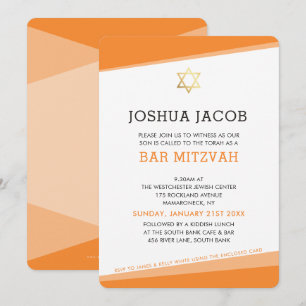 Convite BAR MITZVAH CONVIDA simples laranja robusta