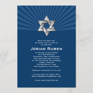 Convite Bar Mitzvah Convoca Josiah Silver Jewish Star