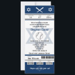 Convite Bar Mitzvah Convocação para Tíquete de Baseball<br><div class="desc">Tíquete marinho Azul, Branco e Cinza de Baseball com a Estrela de David para o seu Bar Mitzvah Convite. Dois capacetes de futebol para as suas iniciais e estrela central de David de cor azul esmaecida. Se você precisar de uma combinação de cores diferente ou qualquer outra alteração de design,...</div>
