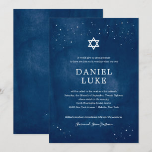 Convite Bar Mitzvah da noite estrelado da aguarela dos