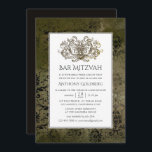 Convite Bar Mitzvah da Vintage Ornamental Damask<br><div class="desc">Bar mitzvah,  em tons de cinza,  aflitos,  é um convite personalizável para suas especificações de evento.</div>