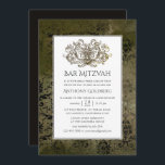 Convite Bar Mitzvah da Vintage Ornamental Damask<br><div class="desc">Bar mitzvah,  em tons de cinza,  aflitos,  é um convite personalizável para suas especificações de evento.</div>