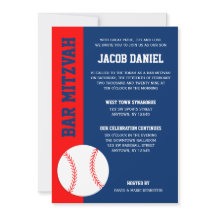 Bar Mitzvah de Beisebol Azul Vermelho