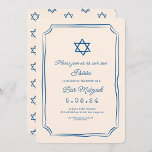 Convite Bar Mitzvah de Manuscrito Branco Azul<br><div class="desc">Bar Mitzvah de Manuscrito Branco Azul</div>