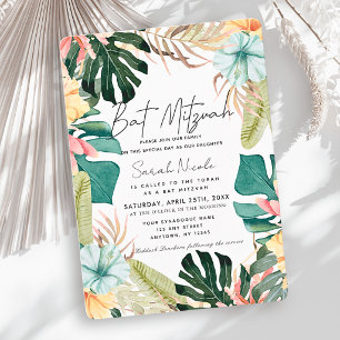 Convite Bar Mitzvah de Plantas Florais e Botânicas Tropica