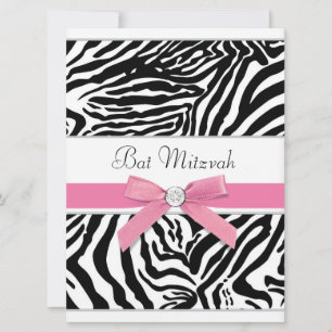 Convite Bar Mitzvah de Zebra Rosa