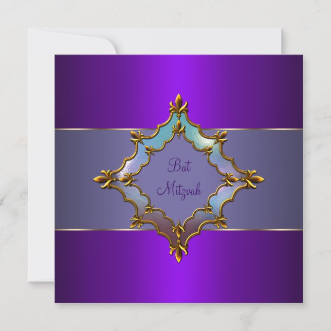 Convite Bar Mitzvah do Morcego Roxo (Frente)