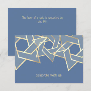 Convite Bar Mitzvah Dourada Estrela de David RSVP