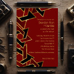 Convite Bar Mitzvah Dourada Estrela Negra Vermelha de Davi<br><div class="desc">Bar Mitzvah Dourada Estrela Negra Vermelha de David Bar Mitzvah e conjuntos de convites Bat Mitzvah projetados por Umua. Impresso e enviado pela Zazzle ou seus parceiros.</div>