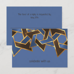 Convite Bar Mitzvah Dourado Azul Marrom Estrela de Davi RS