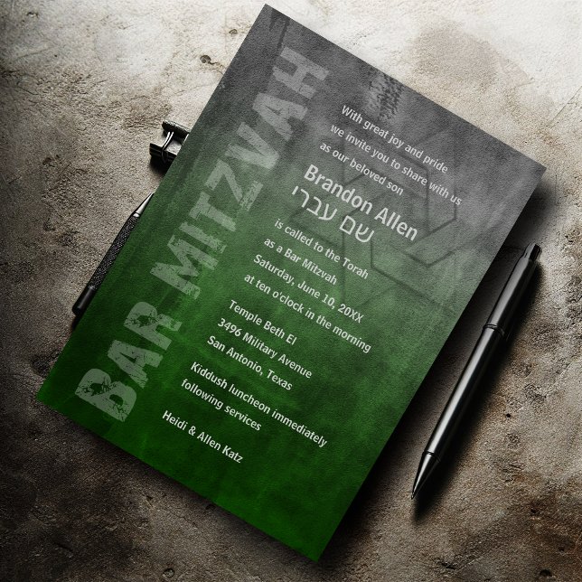 Convite Bar Mitzvah Esfregou o Verde (Criador carregado)