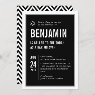 Convite BAR MITZVAH - Estipografia moderna e simples - bra
