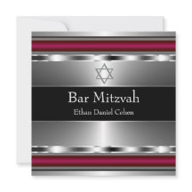Bar Mitzvah estrela de Davi preta vermelha