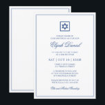 Convite Bar Mitzvah Estrela de David Elegante Clássico Azu<br><div class="desc">Composto por uma serifa elegante e uma tipografia cursiva de escrita em quadro com uma estrela de David. Este design é eterno,  clássico e elegante.

Este foi projetado por materiais de terceiros selecionados,  exclusivos para o Zazzle.

Disponível aqui:
http://www.zazzle.com/selectpartysupplies</div>