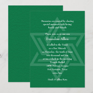 Convite Bar Mitzvah Estrela de David Green