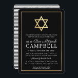 Convite BAR MITZVAH - estrela do ouro simples branco preto<br><div class="desc">por kat massard >> https://linktr.ee/simplysweetpaperie << Um design de convite moderno, simplesmente clássico, para o BAR do seu filho, Bat ou B'NAI MITZVAH TIP :: 1. Para alterar/mover gráficos e fontes e adicionar mais texto - pressione o botão "personalizar". - - - - - - - - - - -...</div>