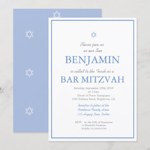 Convite Bar Mitzvah Estrela Elegante Simples de David Jude