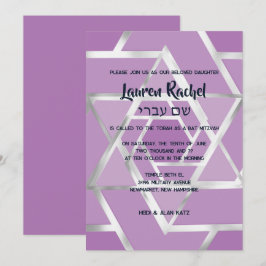 Convite Bar Mitzvah Estrelas de Davi em Camadas Qualquer C
