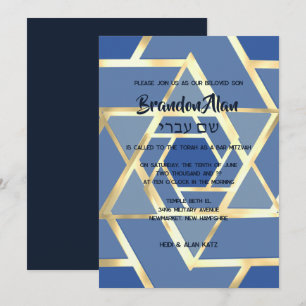 Convite Bar Mitzvah Estrelas em Camadas de David Quaisquer